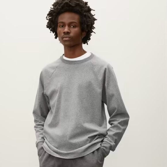 Everlane Other - Everlane Premium Weight Long Sleeve Crew Tee in Mid Heathered Grey